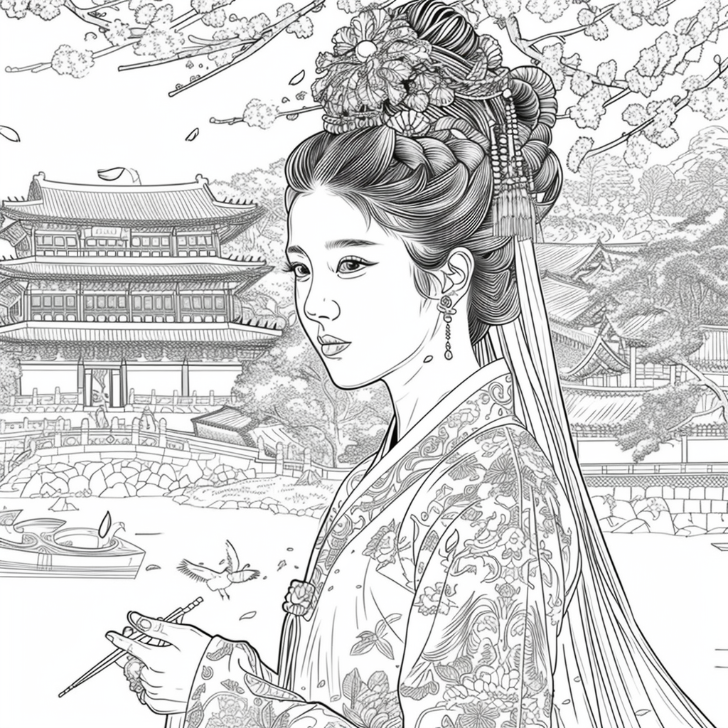 Blossoms of the Palace: Korean Princess by the Waterfall