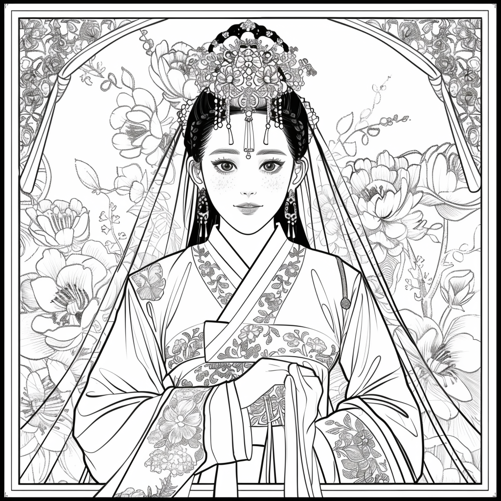Radiant Blossom: The Korean Bride in Regal Hanbok