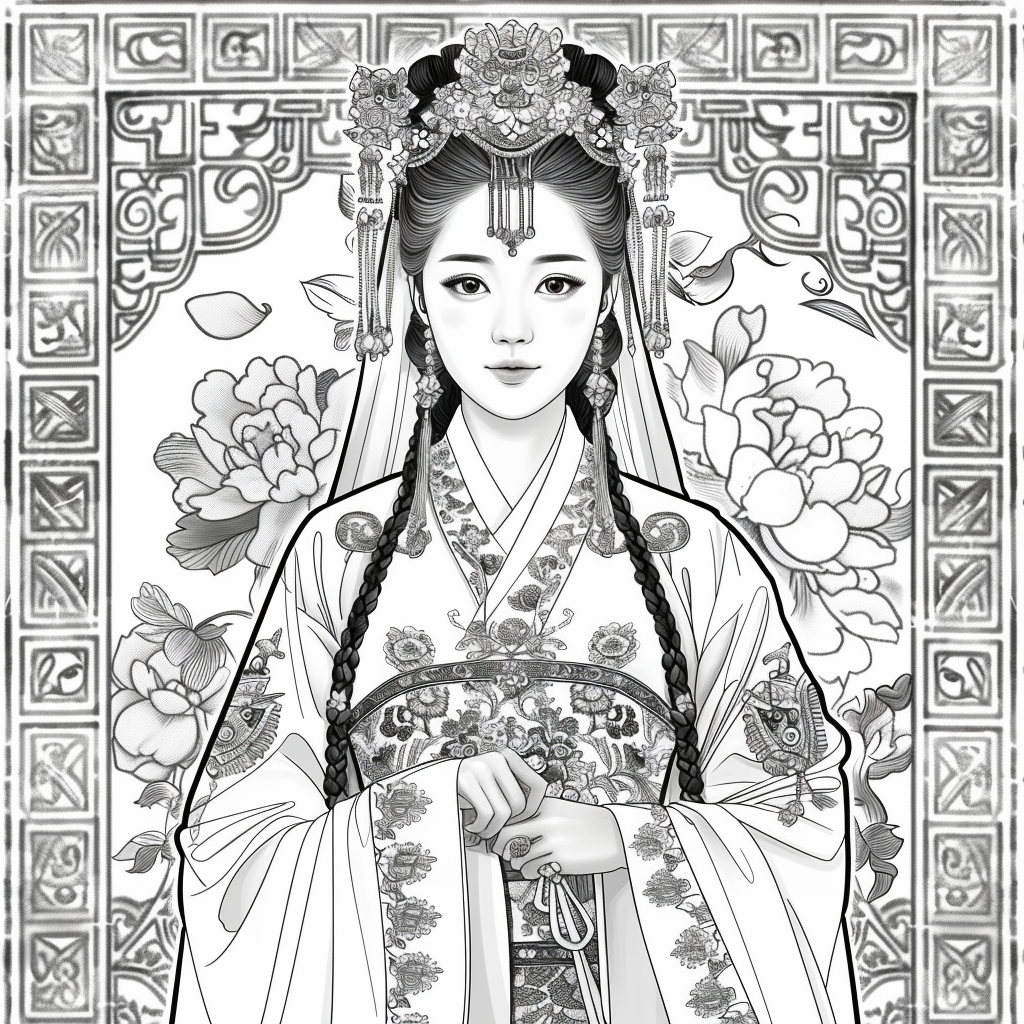 Radiant Blossom: The Korean Bride in Regal Hanbok