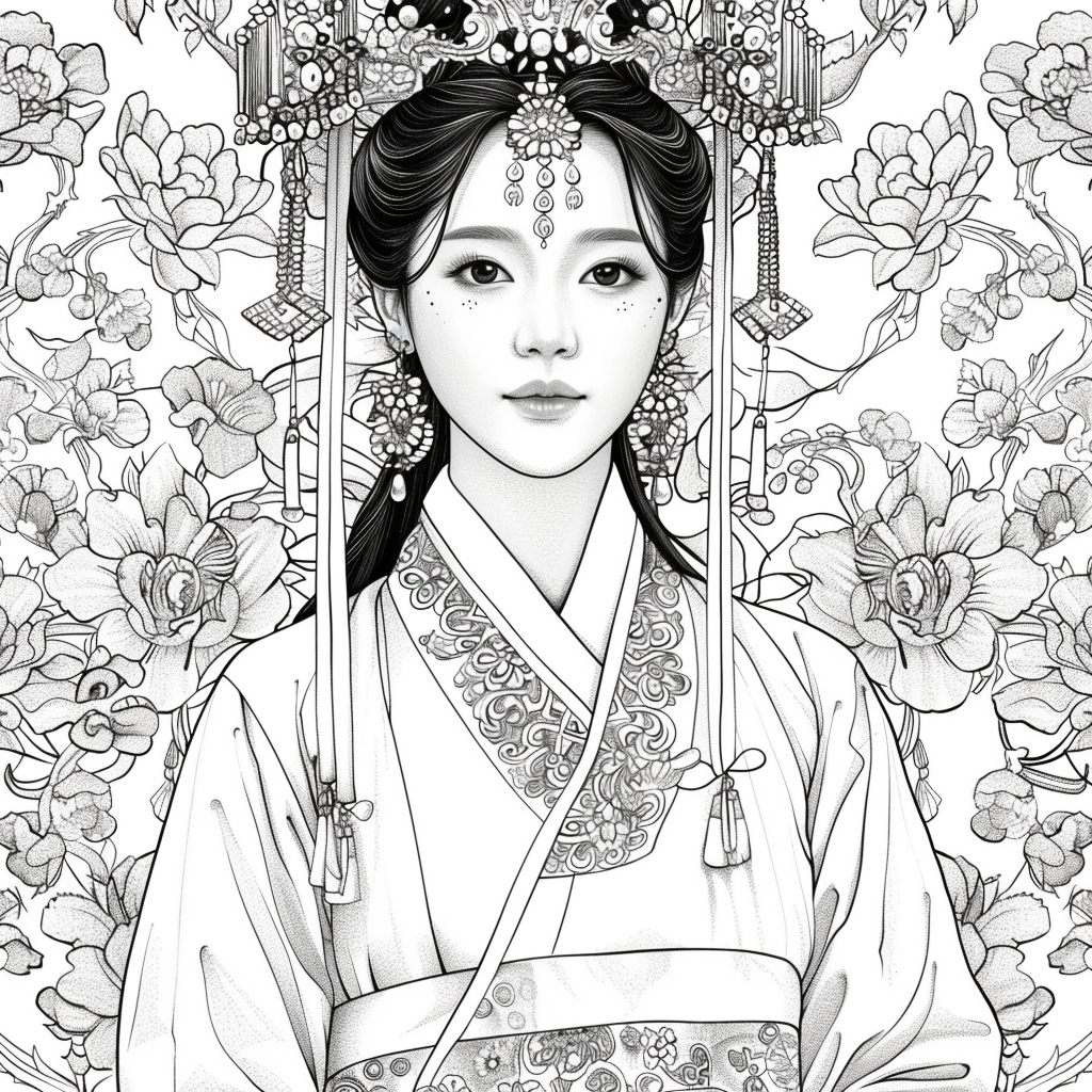 Radiant Blossom: The Korean Bride in Regal Hanbok