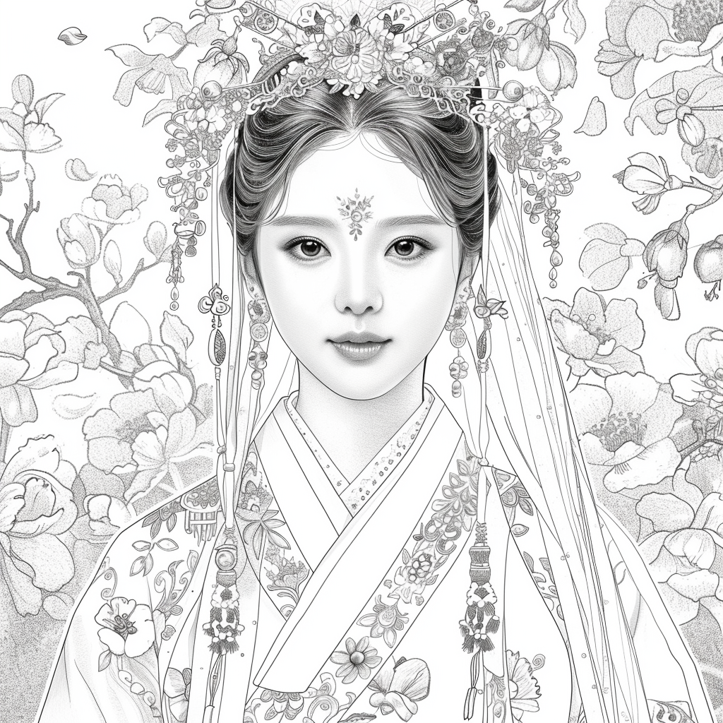 Crimson Elegance: The Korean Bride in Red Hanbok
