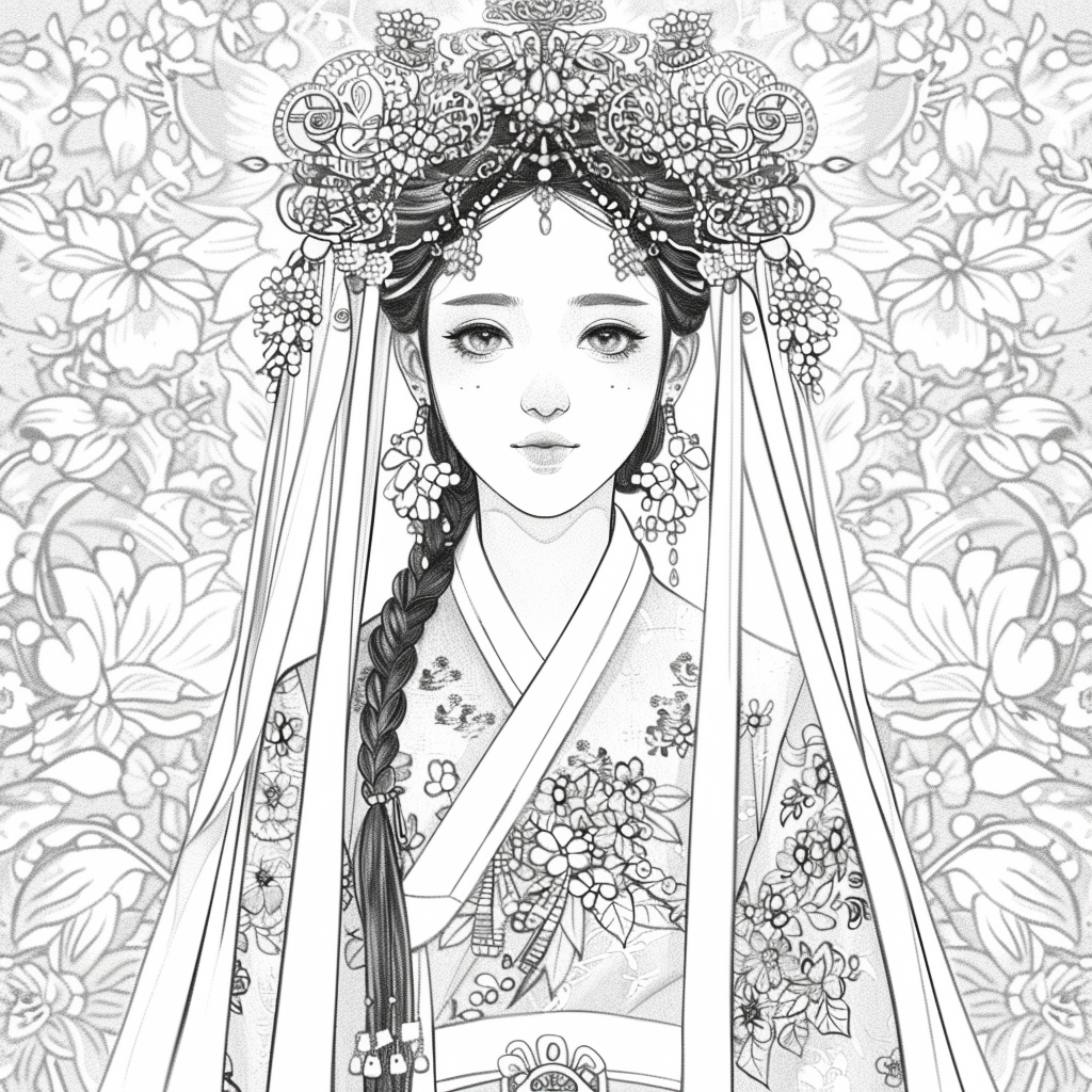 Crimson Elegance: The Korean Bride in Red Hanbok