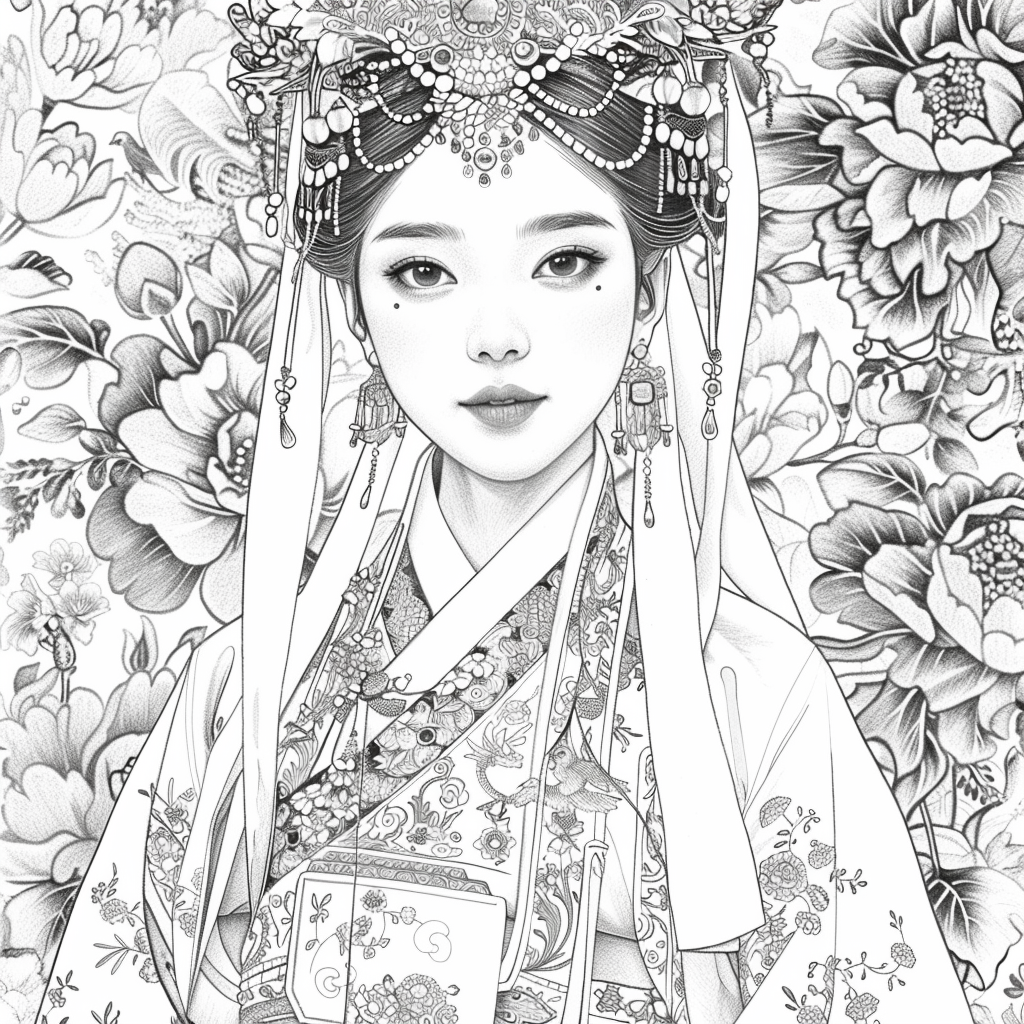 Radiant Blossom: The Korean Bride in Regal Hanbok