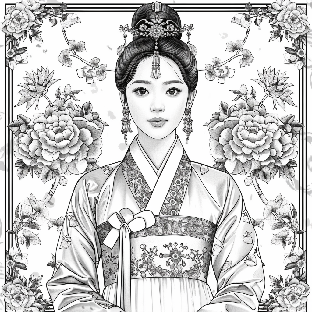 Radiant Blossom: The Korean Bride in Regal Hanbok