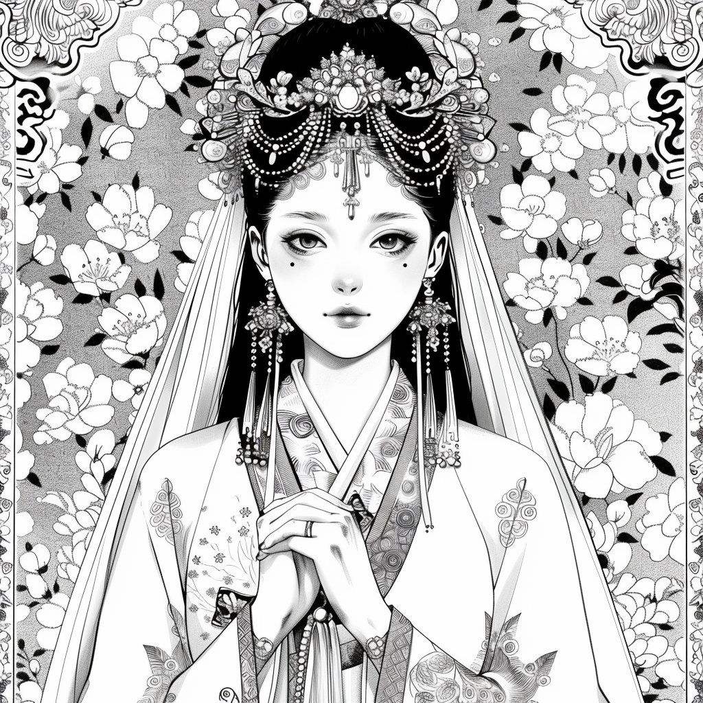 Radiant Blossom: The Korean Bride in Regal Hanbok