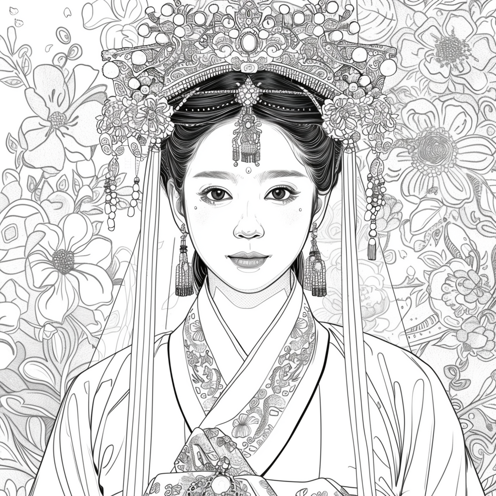 Radiant Blossom: The Korean Bride in Regal Hanbok