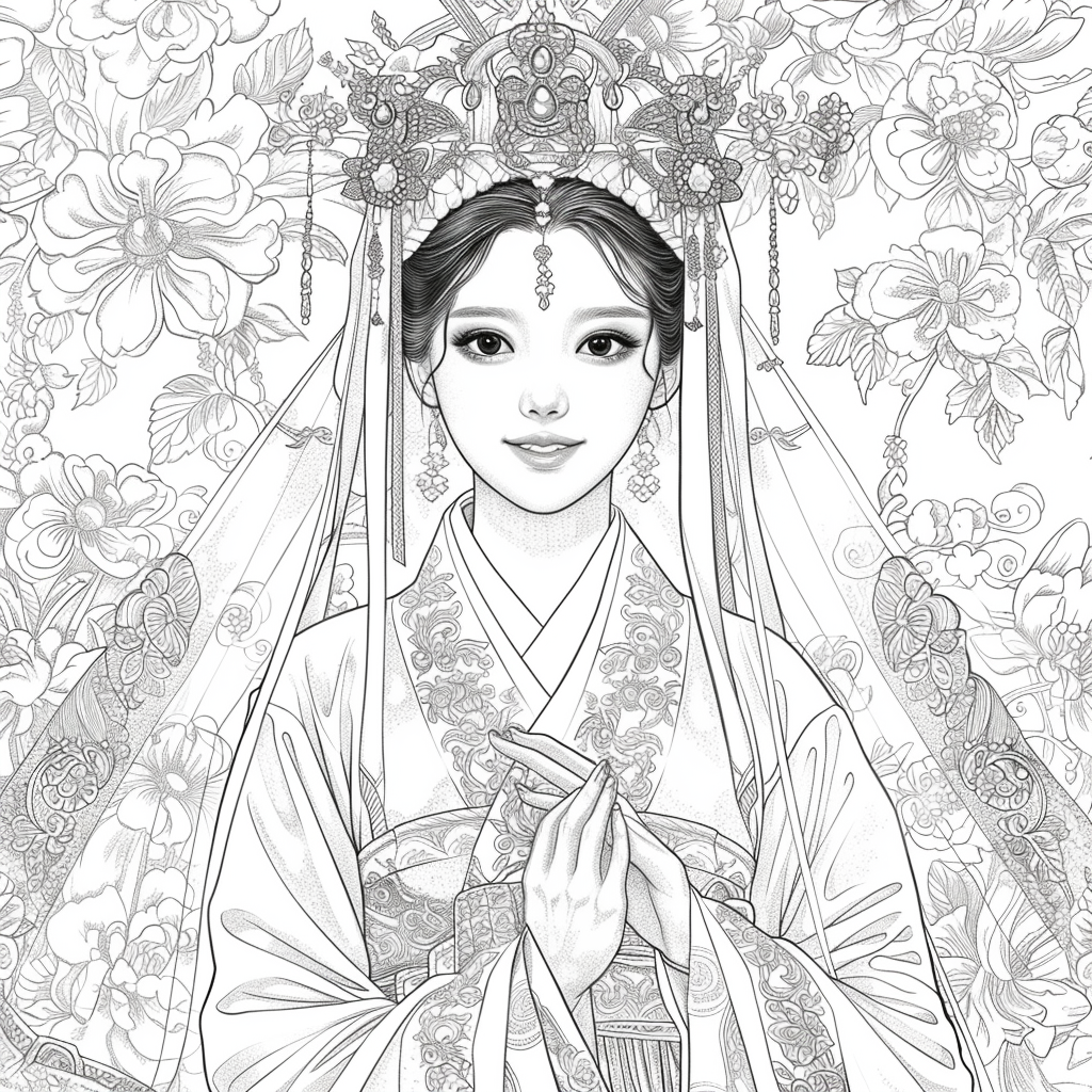 Radiant Blossom: The Korean Bride in Regal Hanbok
