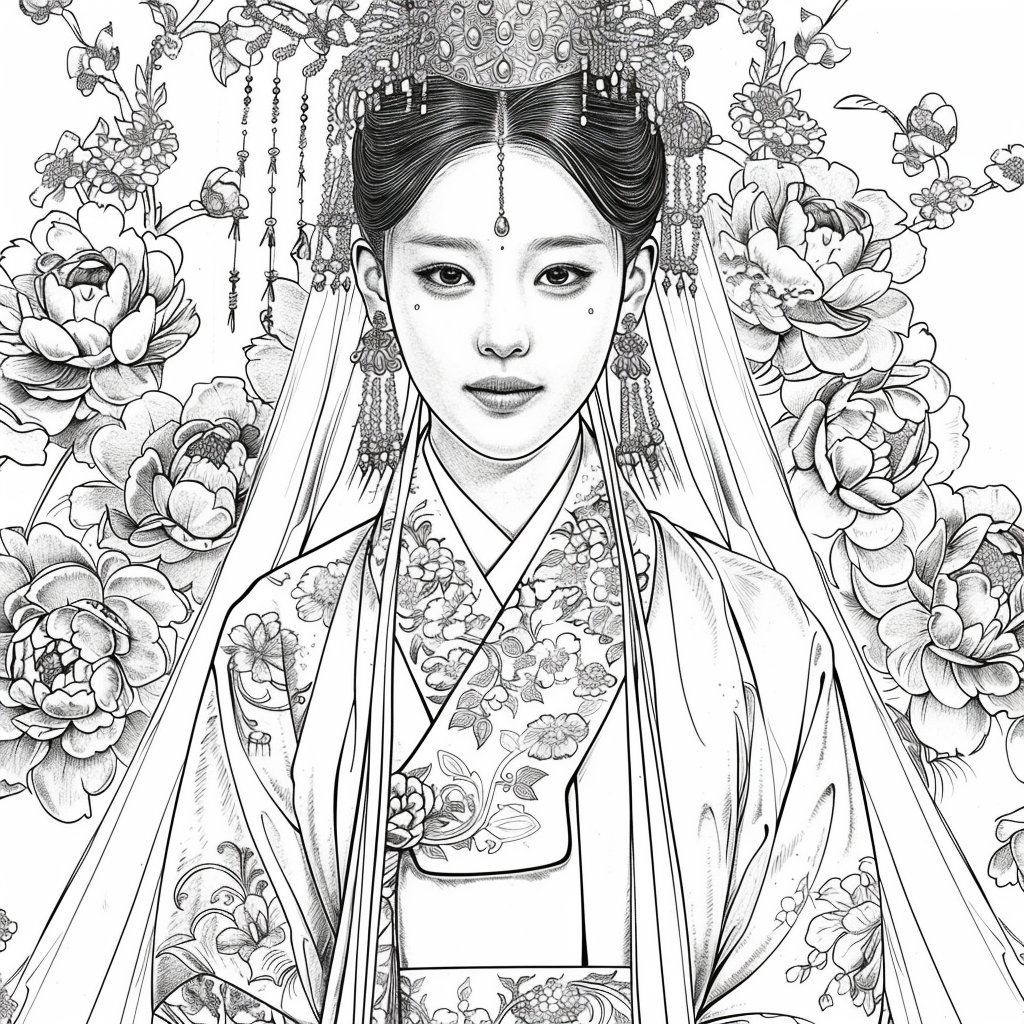 Radiant Blossom: The Korean Bride in Regal Hanbok