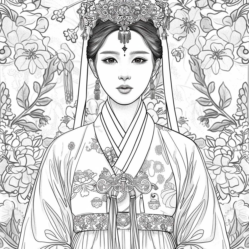 Radiant Blossom: The Korean Bride in Regal Hanbok