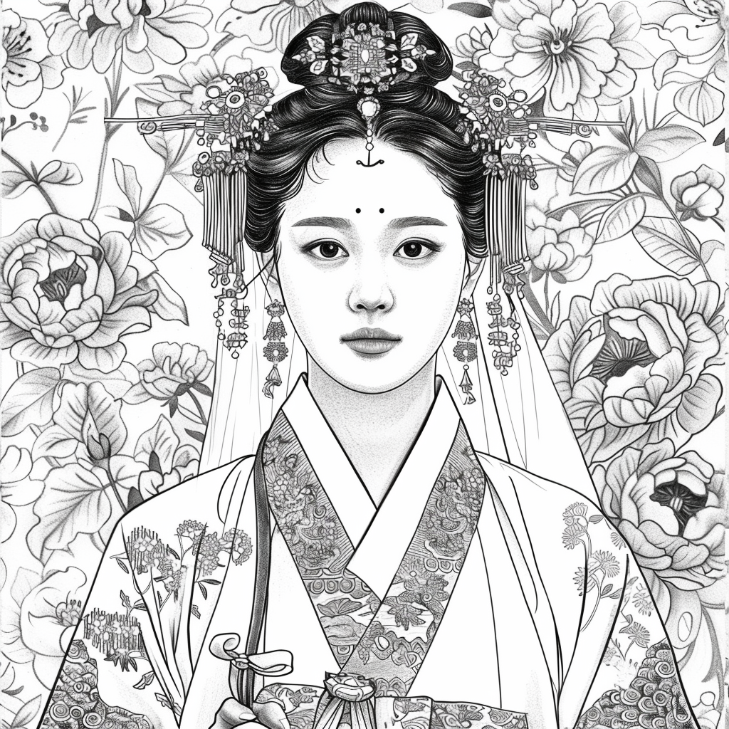 Radiant Blossom: The Korean Bride in Regal Hanbok