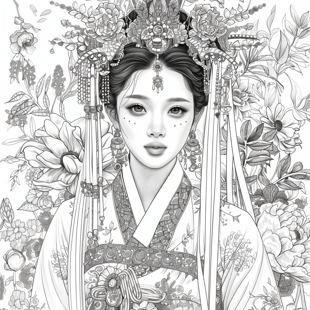Radiant Blossom: The Korean Bride in Regal Hanbok