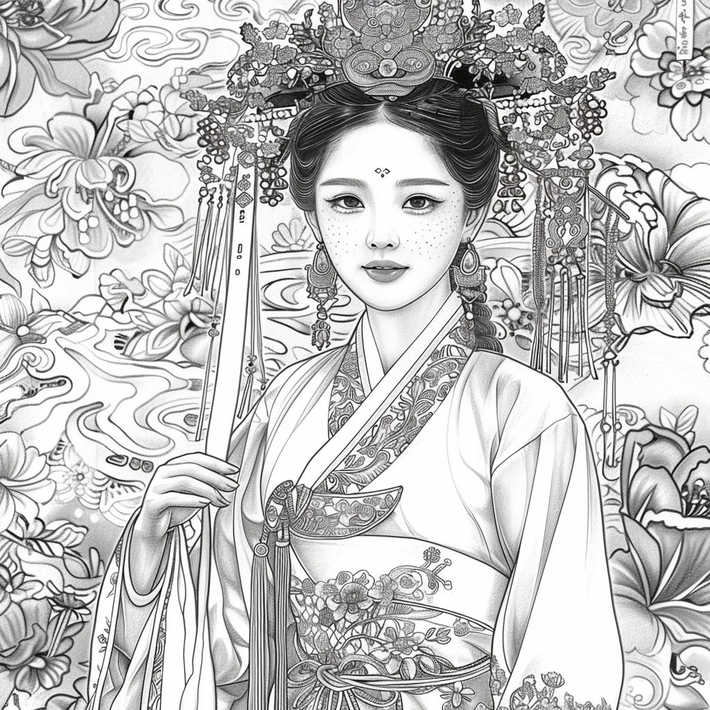 Radiant Blossom: The Korean Bride in Regal Hanbok