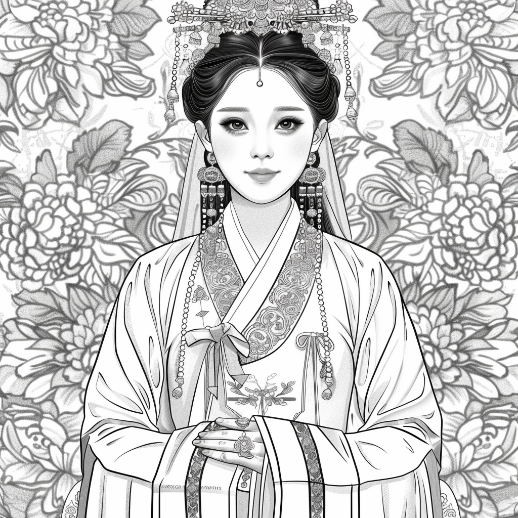 Radiant Blossom: The Korean Bride in Regal Hanbok