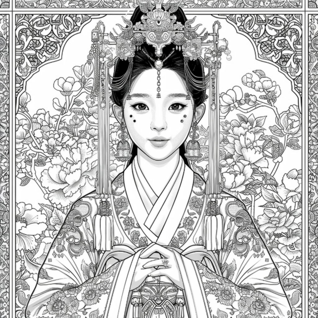 Radiant Blossom: The Korean Bride in Regal Hanbok