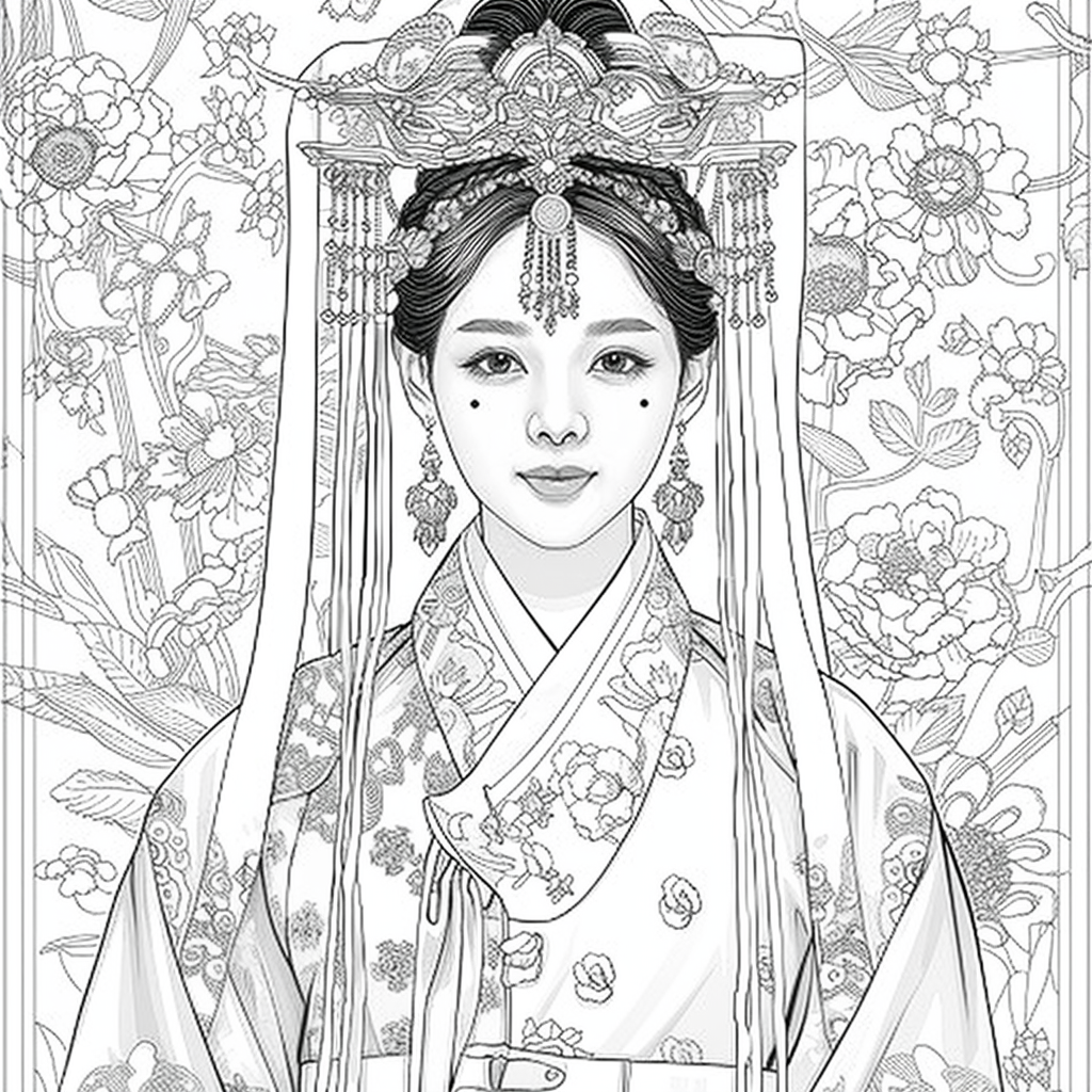 Radiant Blossom: The Korean Bride in Regal Hanbok