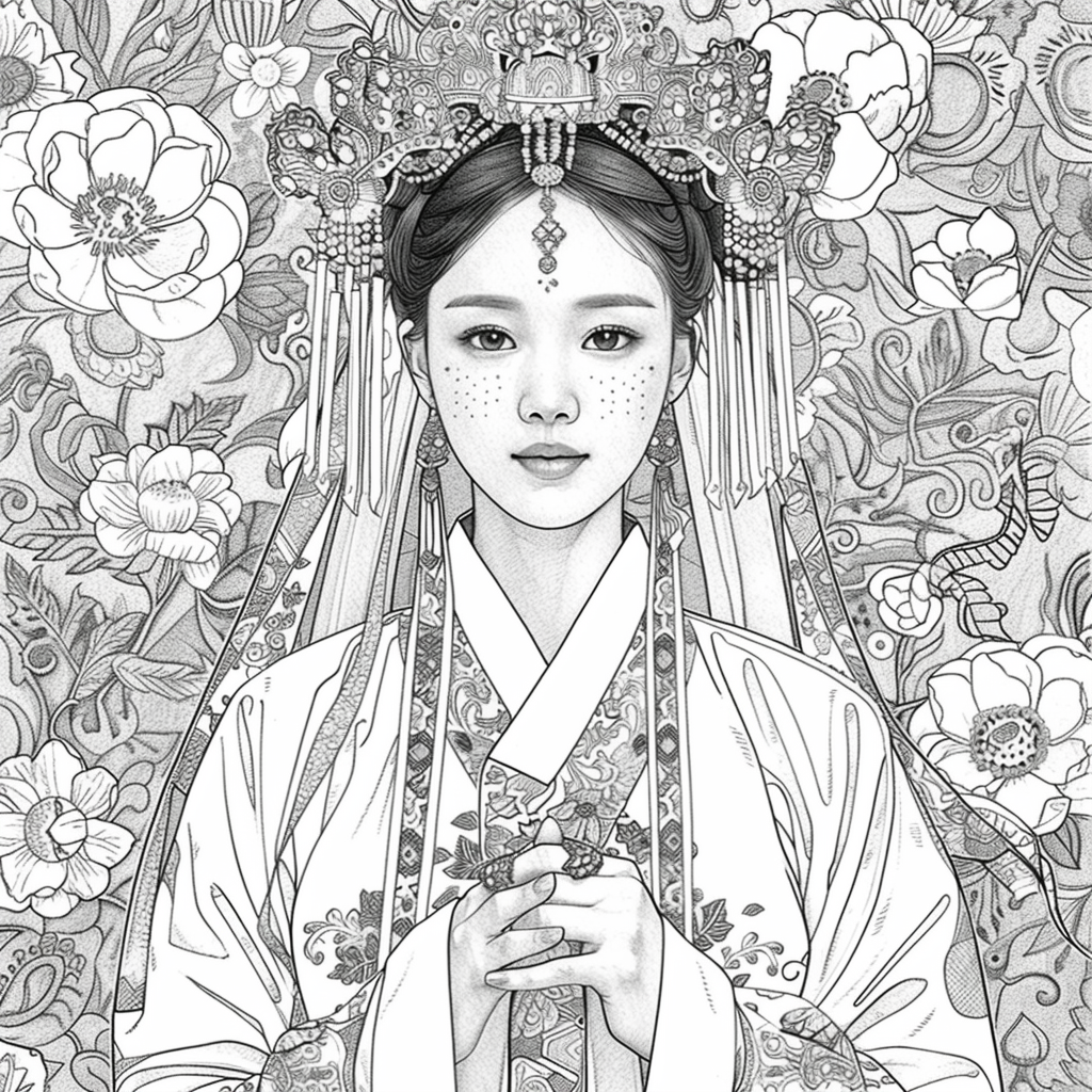 Crimson Elegance: The Korean Bride in Red Hanbok