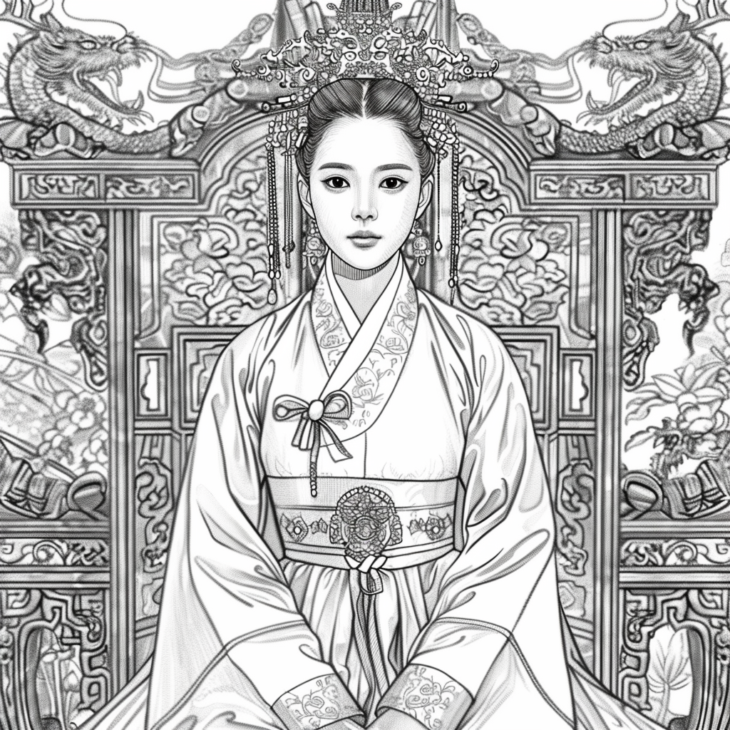 Throne of Radiance: The Korean Queen in Splendid Hanbok