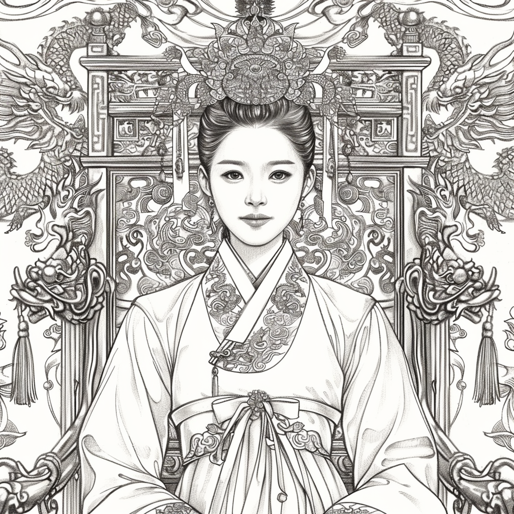 Throne of Radiance: The Korean Queen in Splendid Hanbok