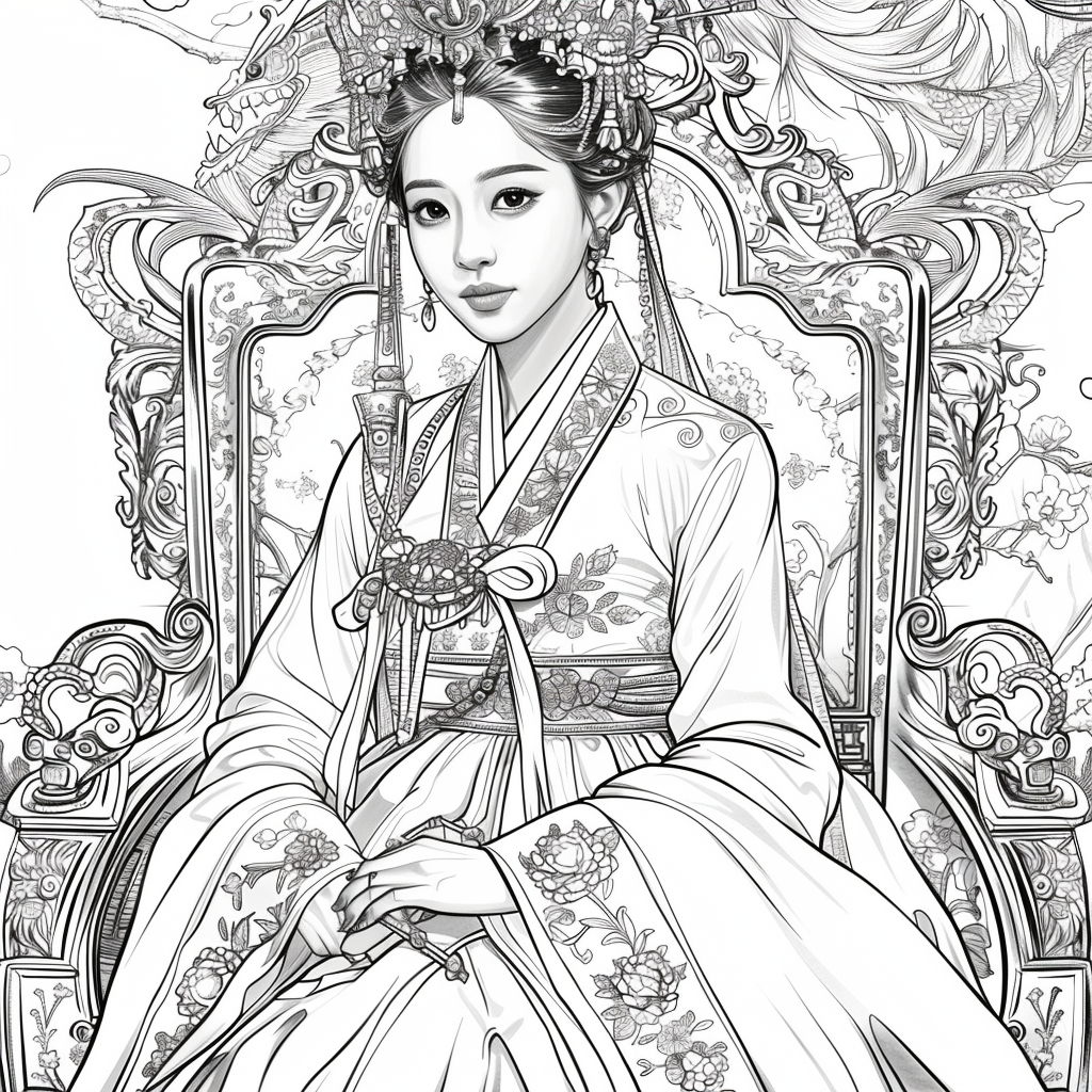 Throne of Radiance: The Korean Queen in Splendid Hanbok