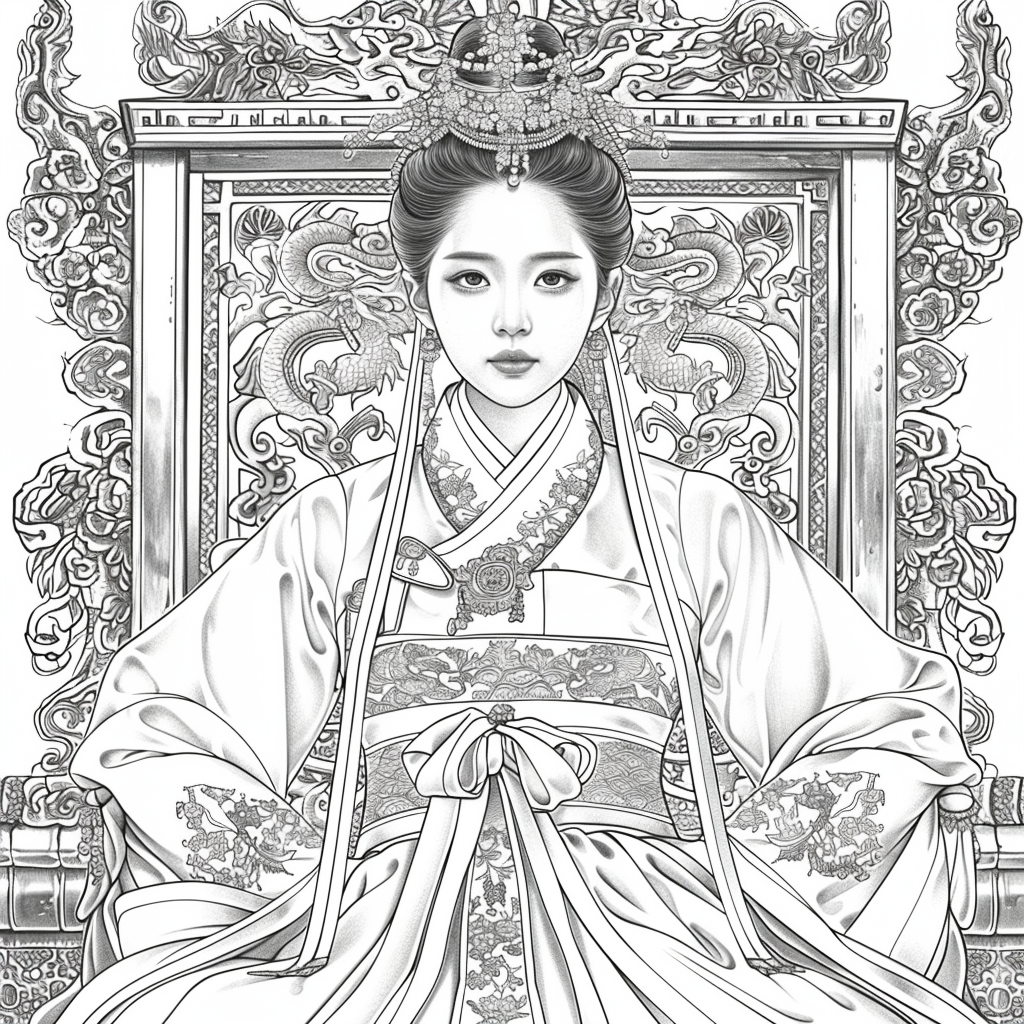 Throne of Radiance: The Korean Queen in Splendid Hanbok