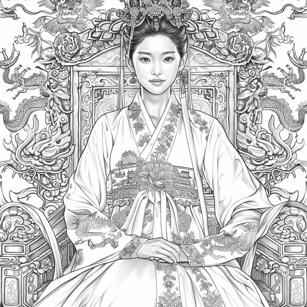 Throne of Radiance: The Korean Queen in Splendid Hanbok