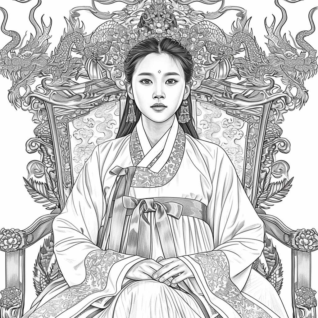 Throne of Radiance: The Korean Queen in Splendid Hanbok