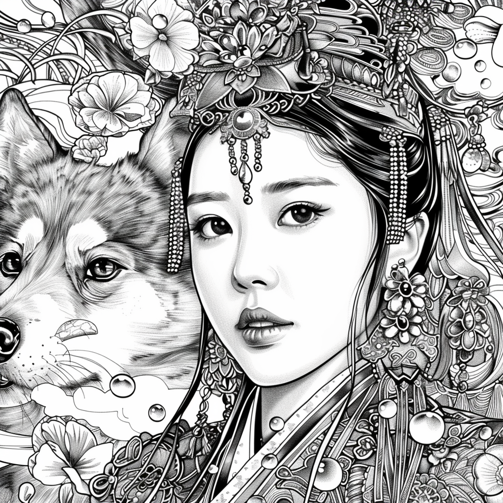 A radiant princess of Blossoms and the Peacock’s Grace