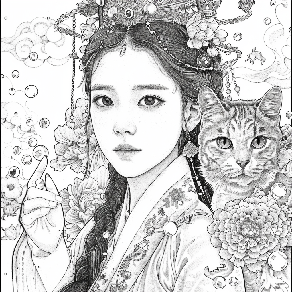 A radiant princess of Blossoms and the Peacock’s Grace