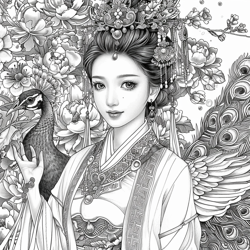 The Enchanted Princess and the Peacock of Blossoms