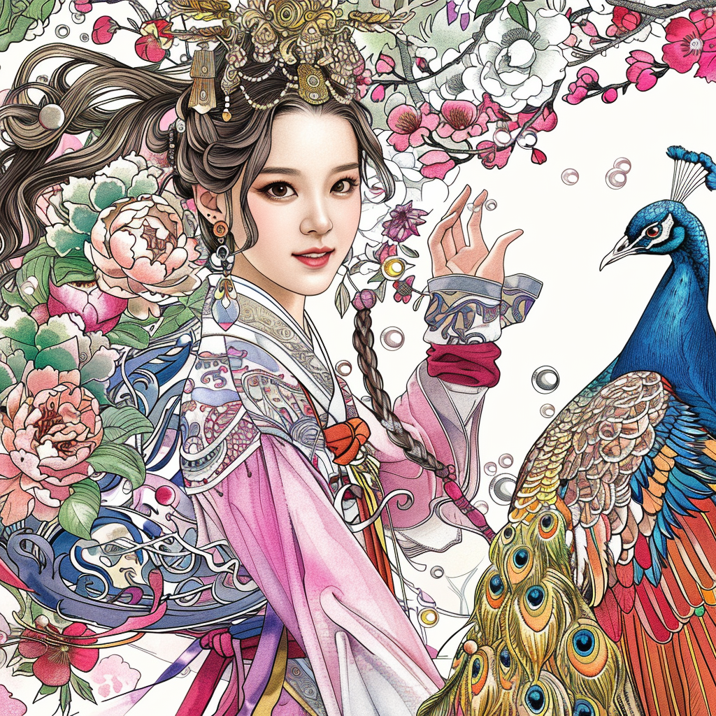 The Enchanted Princess and the Peacock of Blossoms