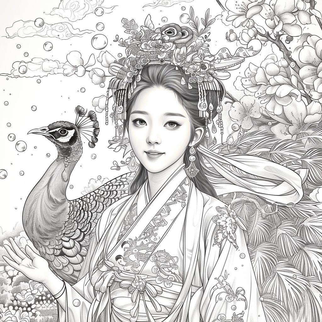 The Enchanted Princess and the Peacock of Blossoms