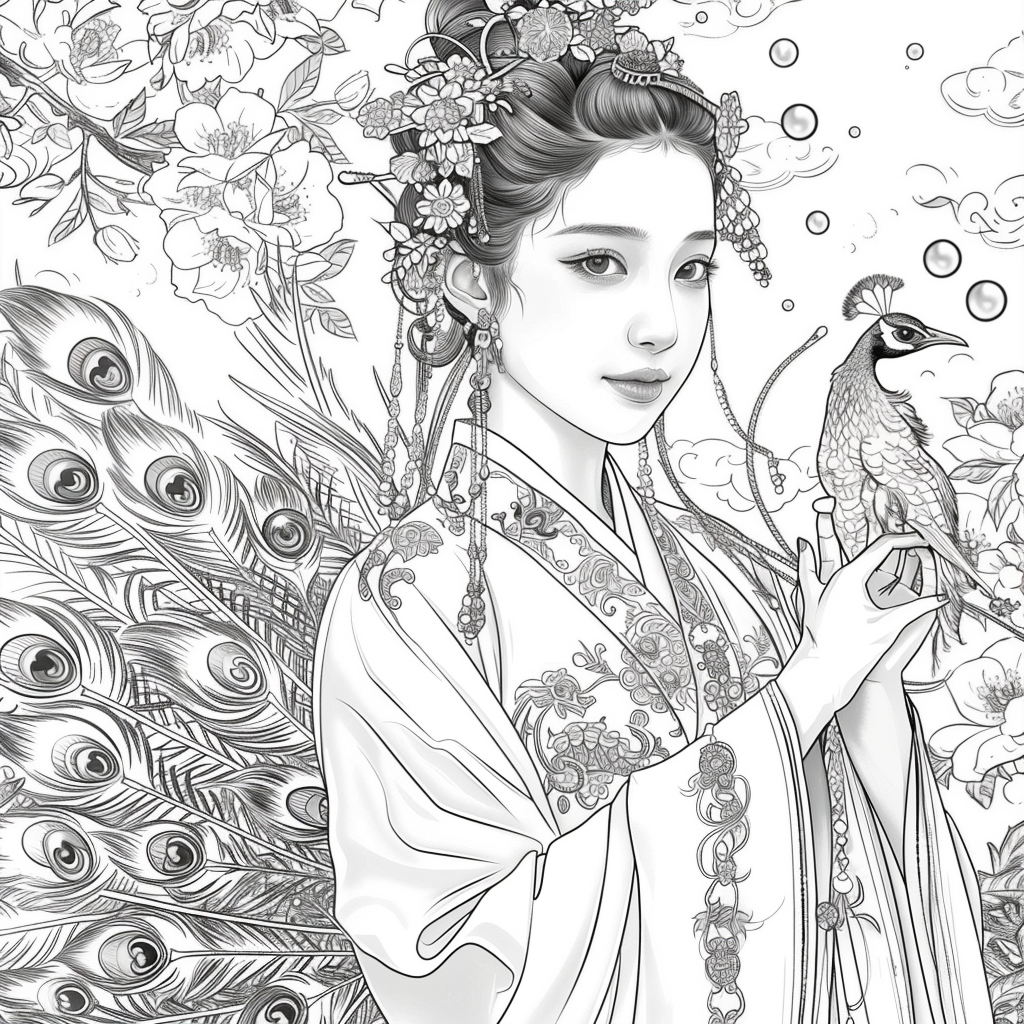 The Enchanted Princess and the Peacock of Blossoms