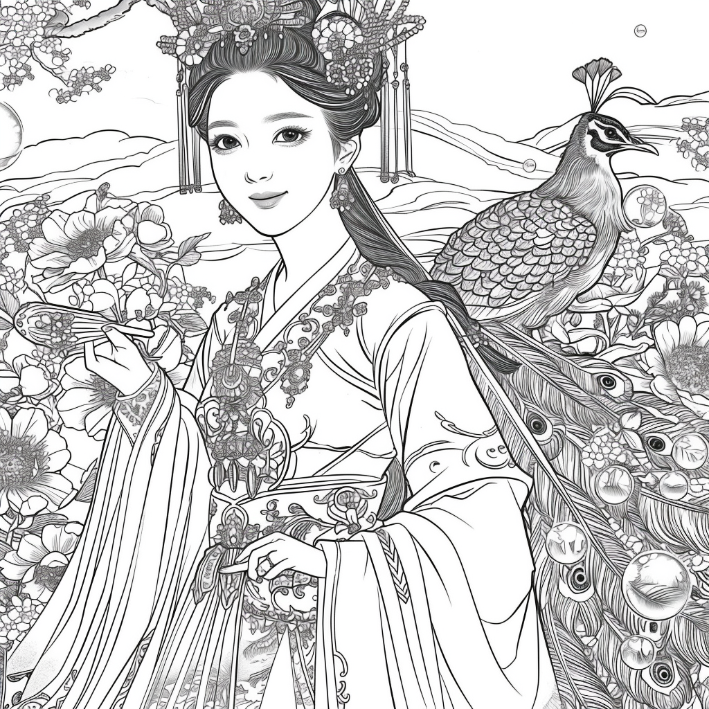 The Enchanted Princess and the Peacock of Blossoms