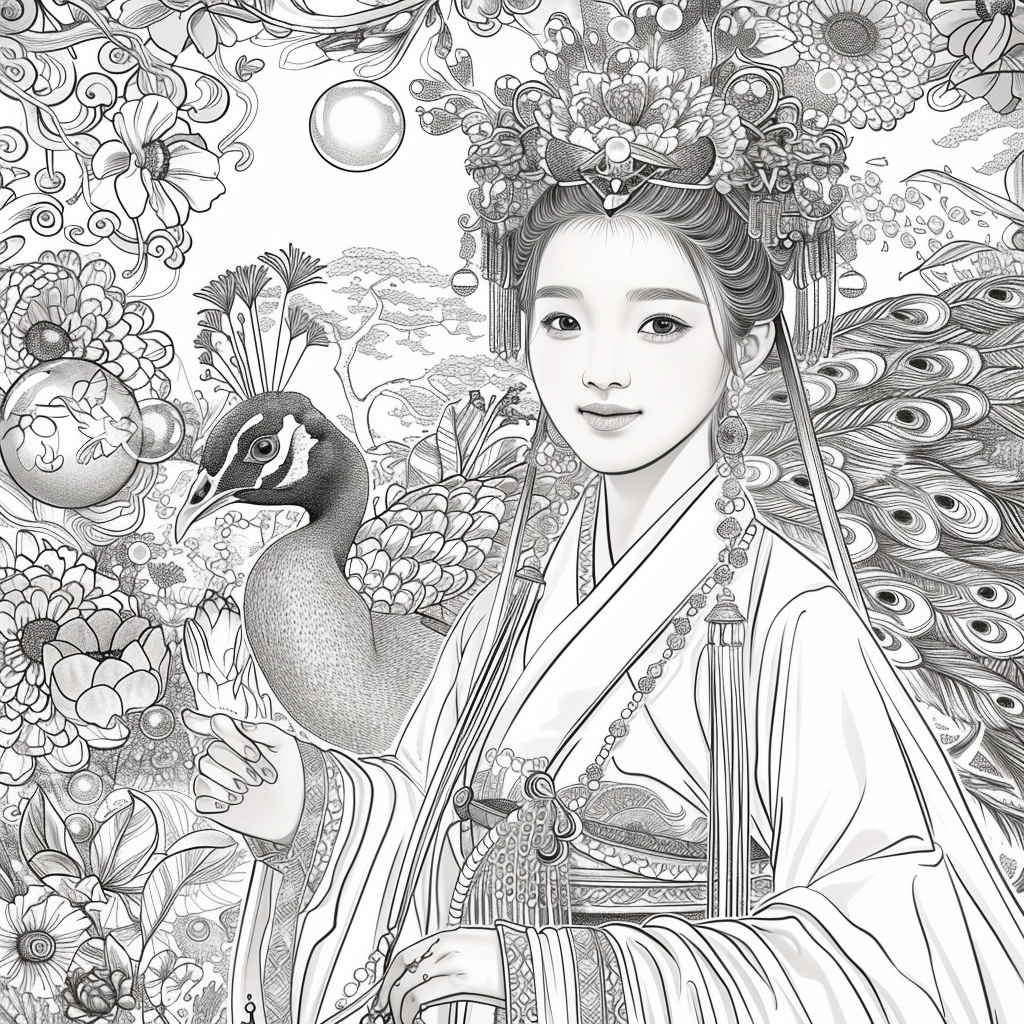 The Enchanted Princess and the Peacock of Blossoms