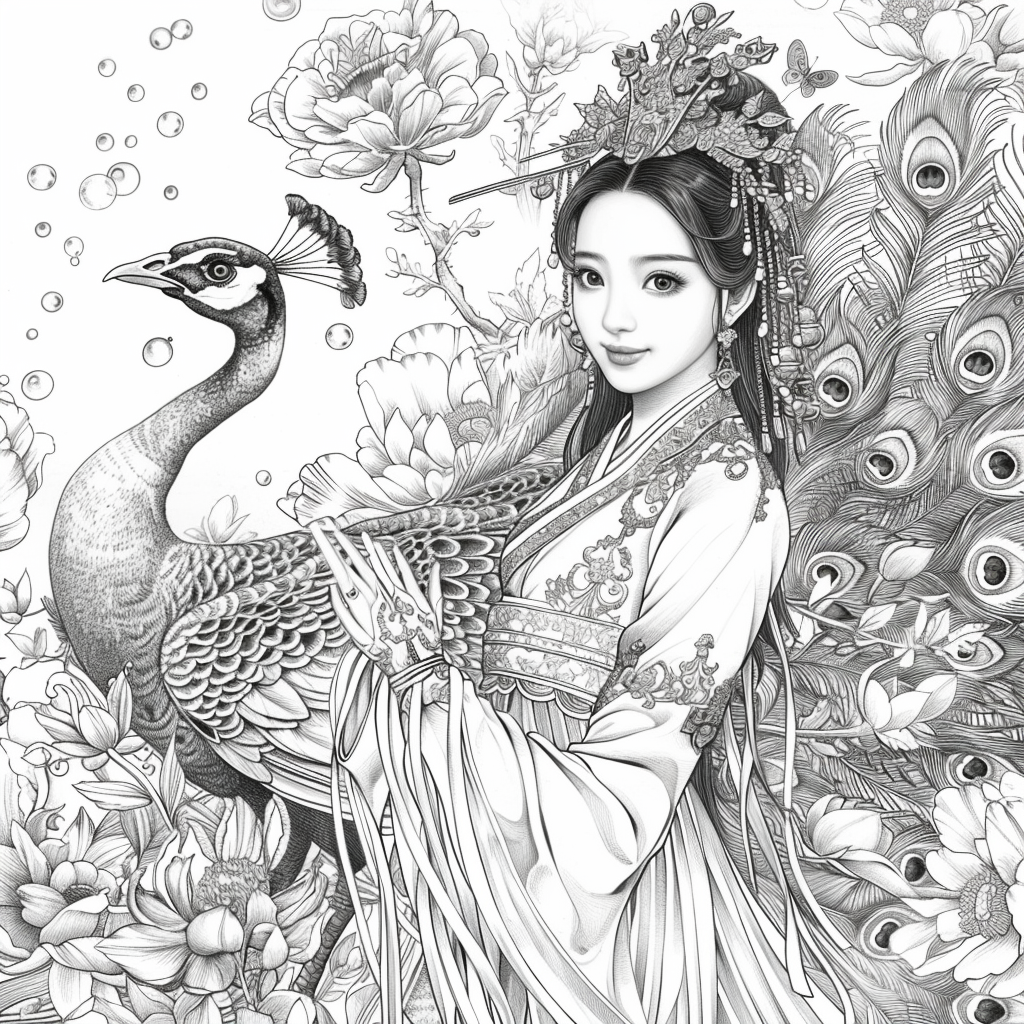 The Enchanted Princess and the Peacock of Blossoms