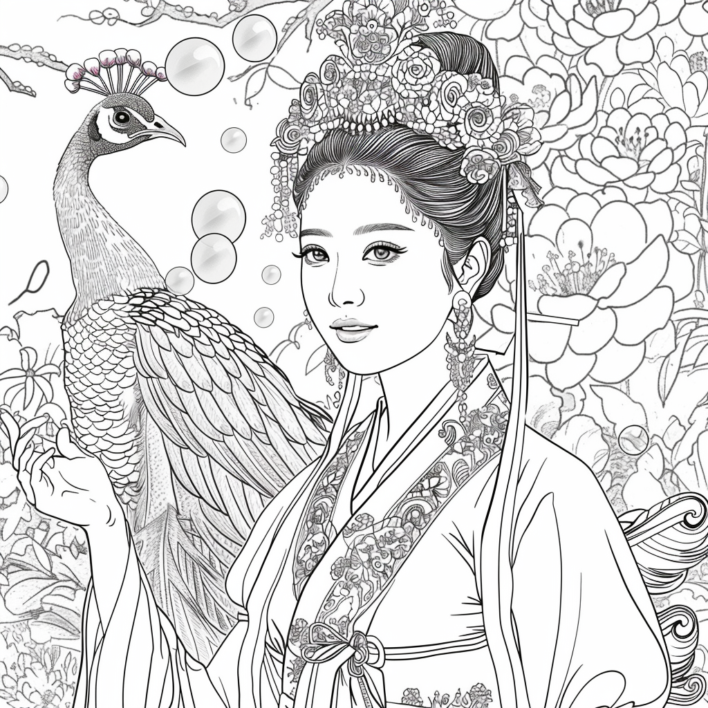 The Enchanted Princess and the Peacock of Blossoms