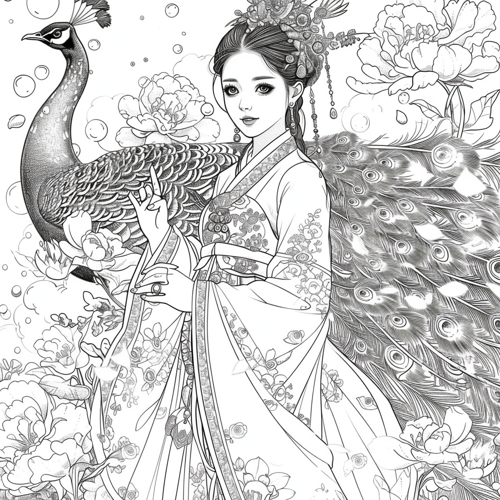 The Enchanted Princess and the Peacock of Blossoms