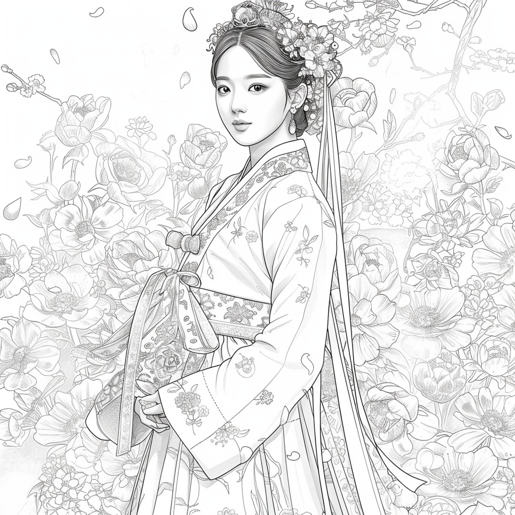 Floral Radiance: The Spirit of Spring in Hanbok