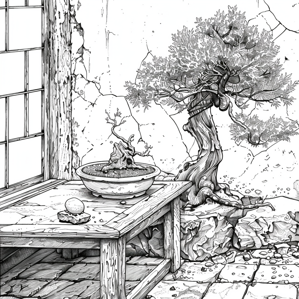 Bonsai by the Mountain Window