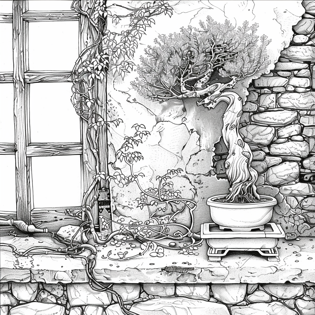 Bonsai by the Mountain Window