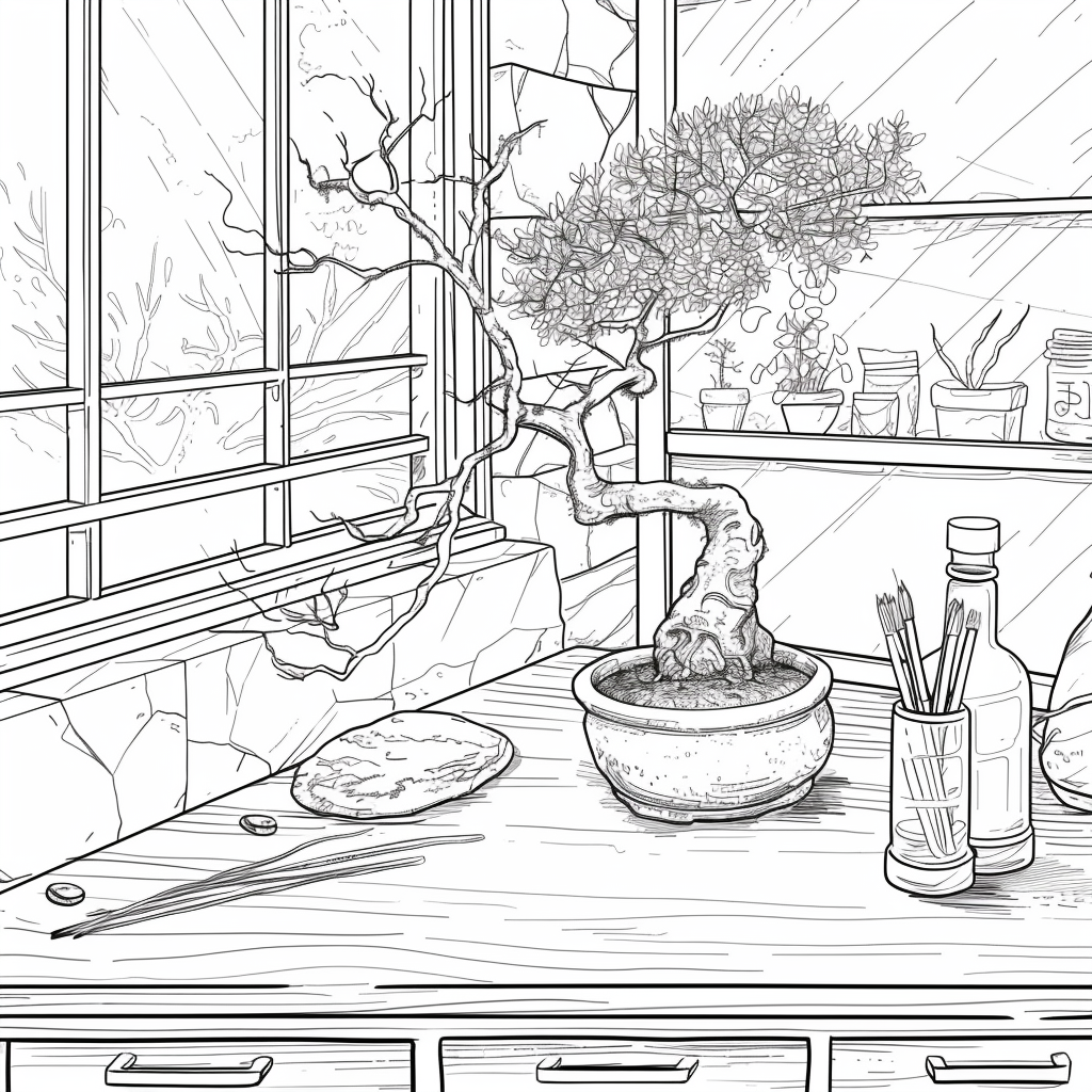 Bonsai by the Mountain Window