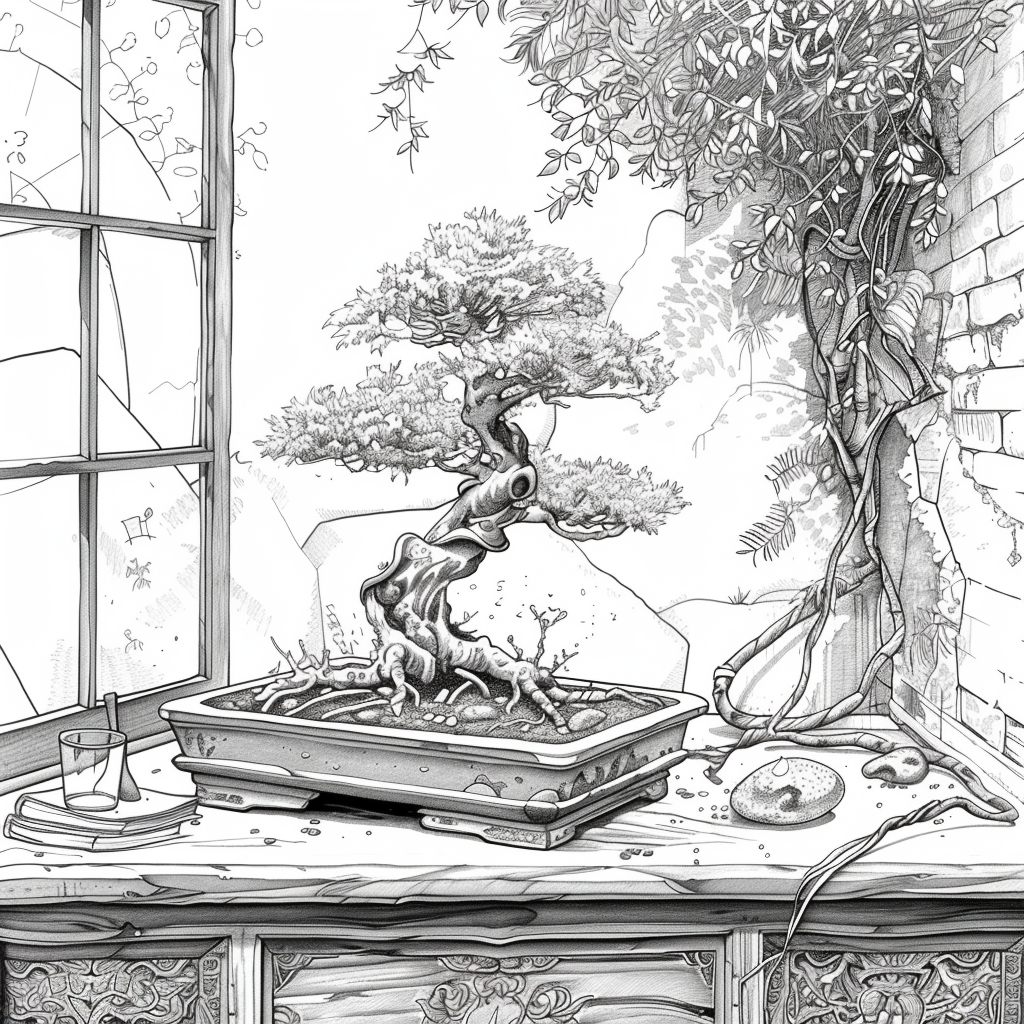 Bonsai by the Mountain Window