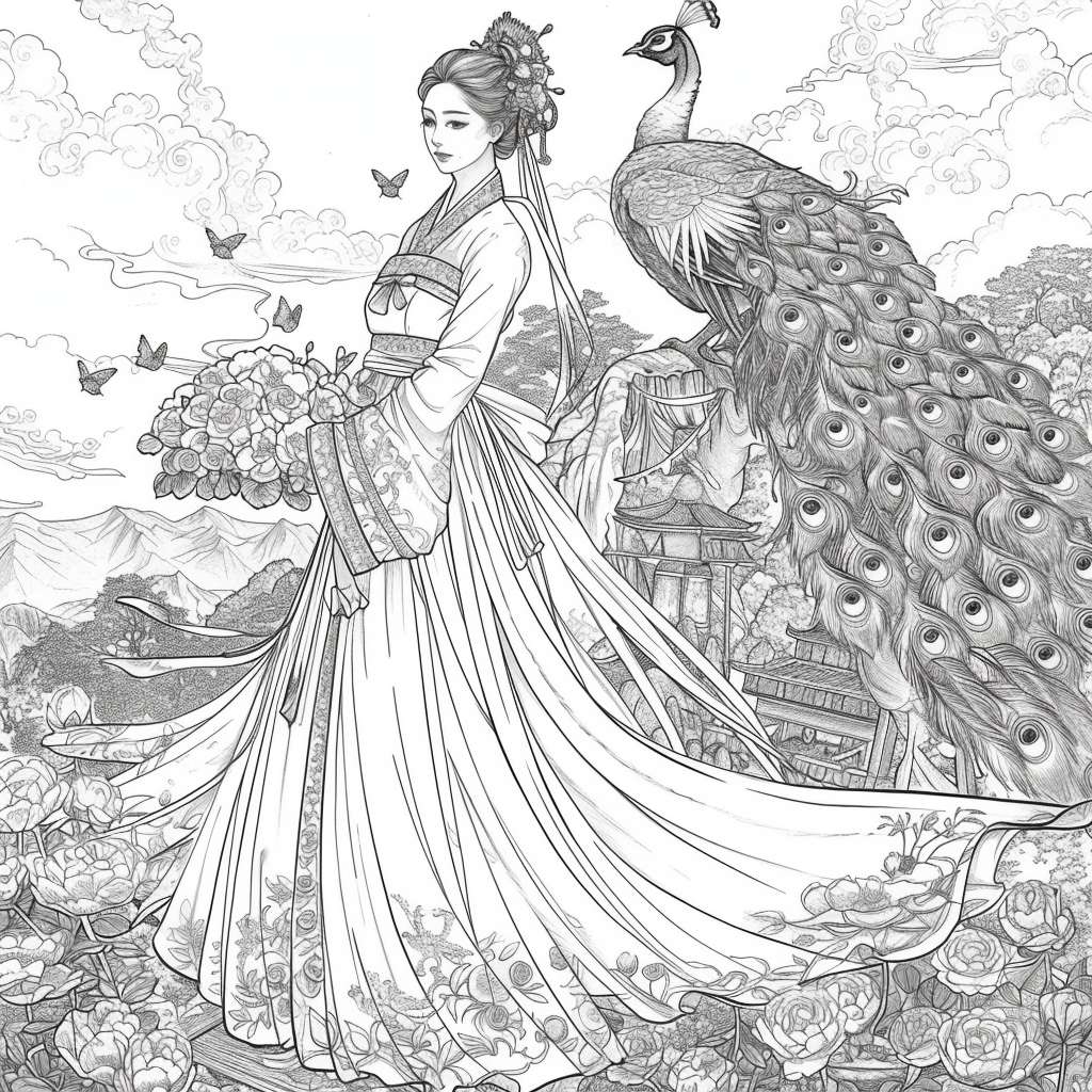 The Enchanted Princess and Her Peacock Guardian
