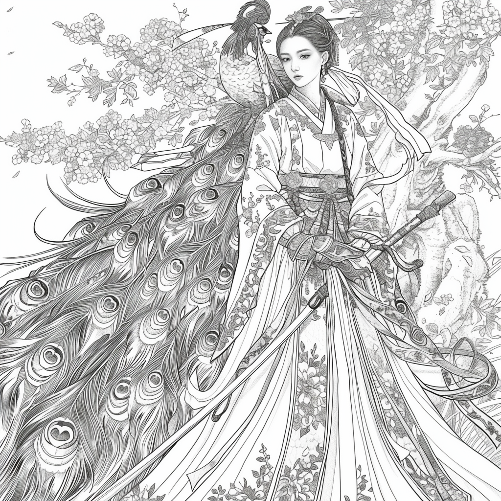 The Enchanted Princess and Her Peacock Guardian
