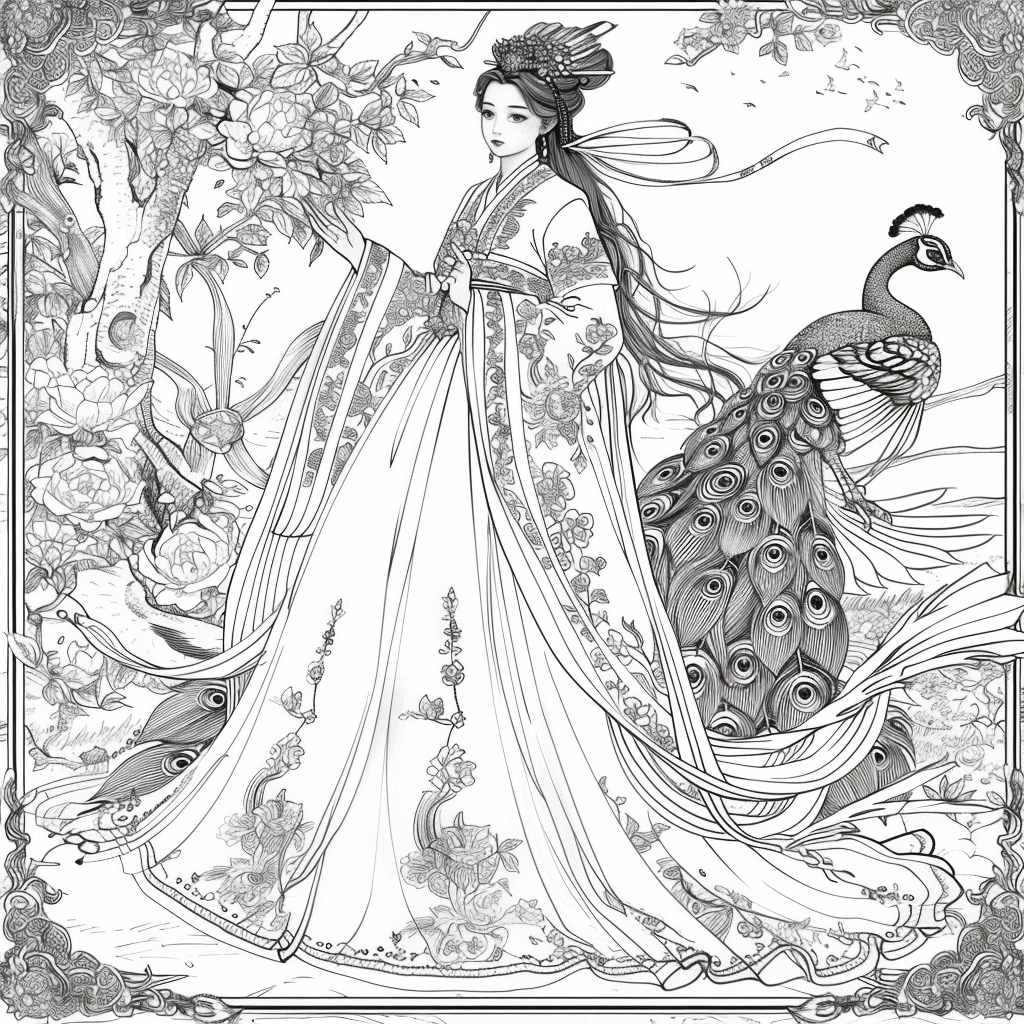 The Enchanted Princess and Her Peacock Guardian