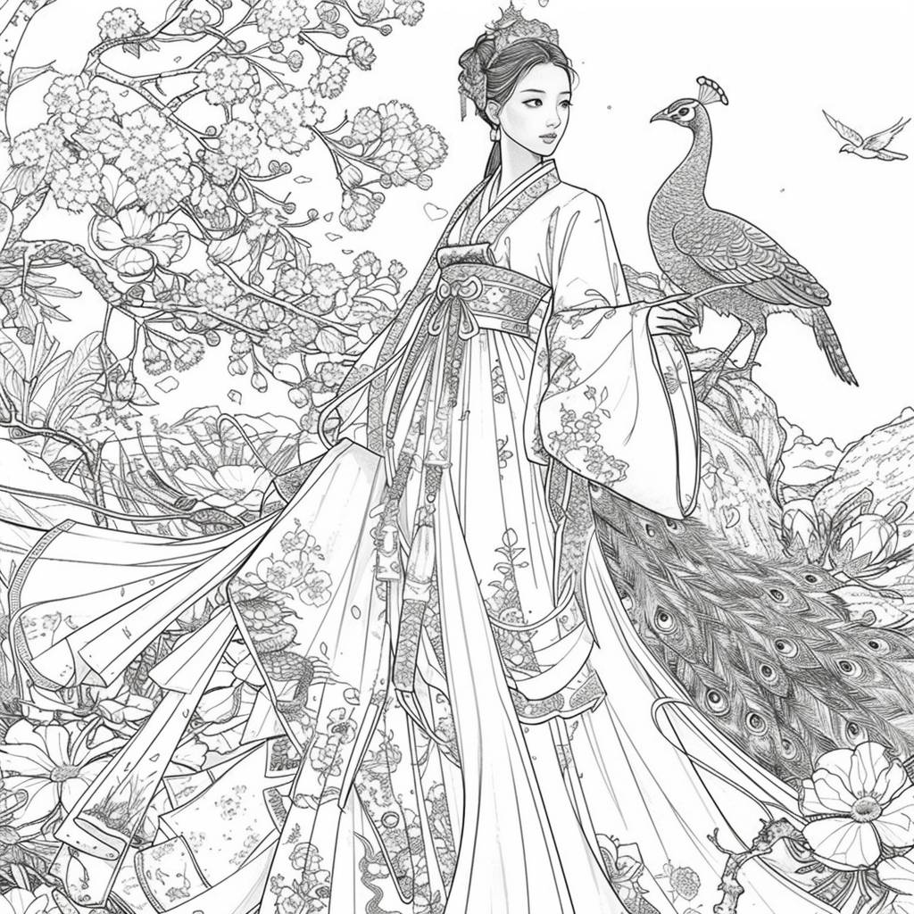 The Enchanted Princess and Her Peacock Guardian