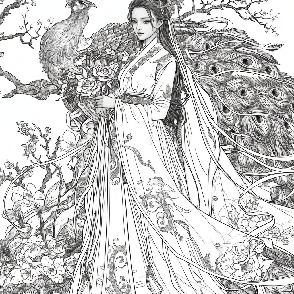 The Enchanted Princess and Her Peacock Guardian