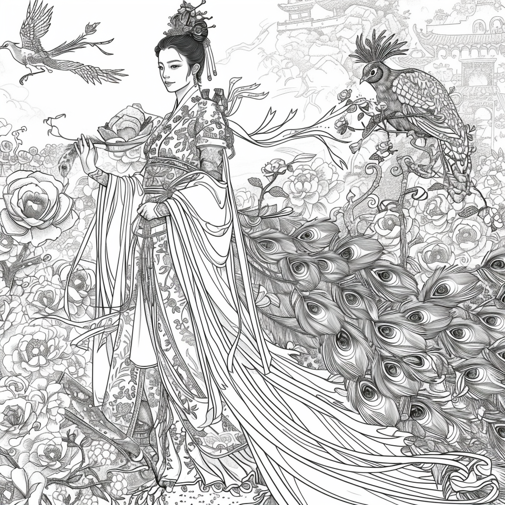 The Enchanted Princess and Her Peacock Guardian