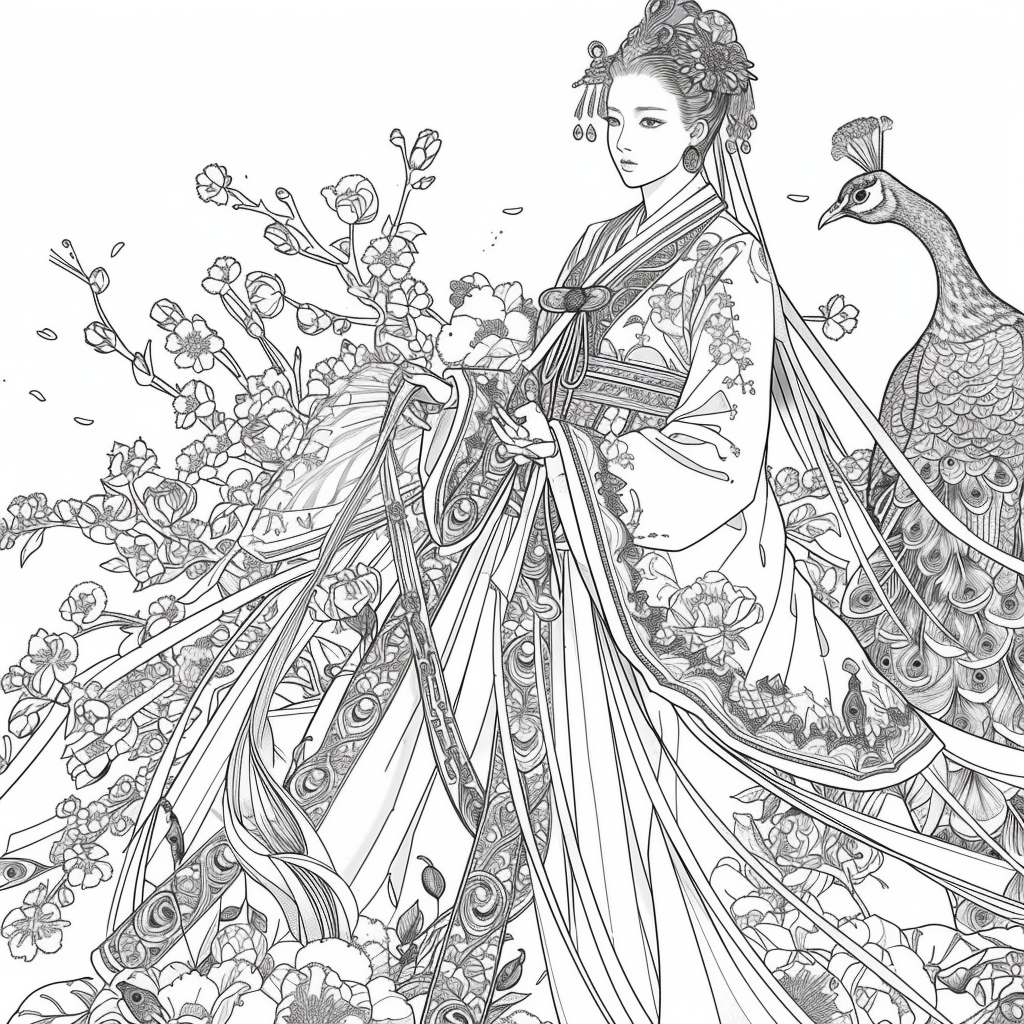 The Enchanted Princess and Her Peacock Guardian