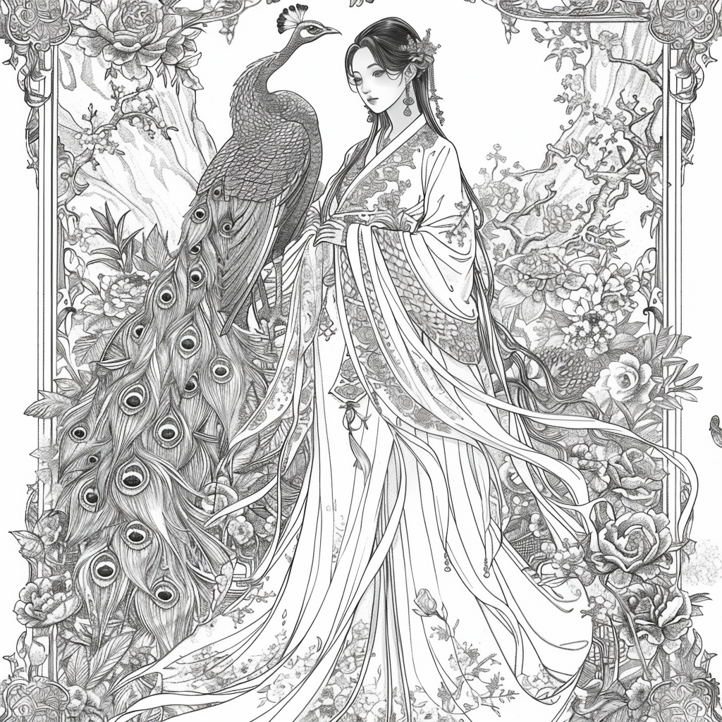 The Enchanted Princess and Her Peacock Guardian